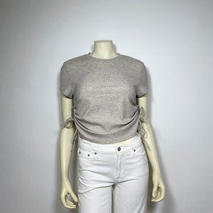 REFORMATION Oatmeal Ribbed w/Side Ruched Tee